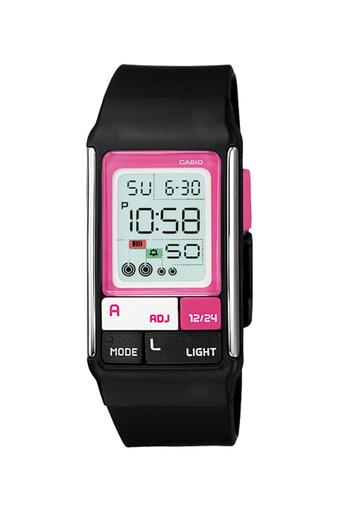 Casio Poptone - Jam Tangan Wanita - Hitam Pink - Karet - LDF-52  