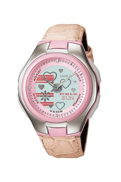 Casio Poptone LCF-10L-4AV Jam Tangan Wanita Strap Kulit - Pink