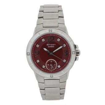 Casio Sheen Analog Jam Tangan Wanita - Merah - Strap Stainless Steel - SHN-3018D-4ADR  