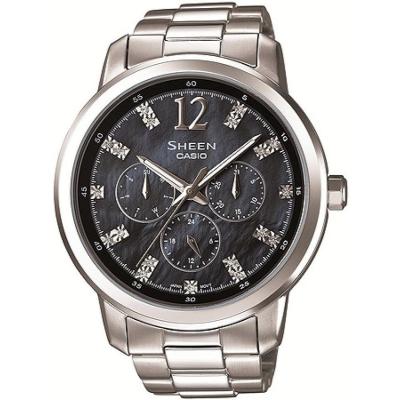 Casio Sheen SHE-3802D-1ADR - Jam Tangan Wanita - Silver/Hitam