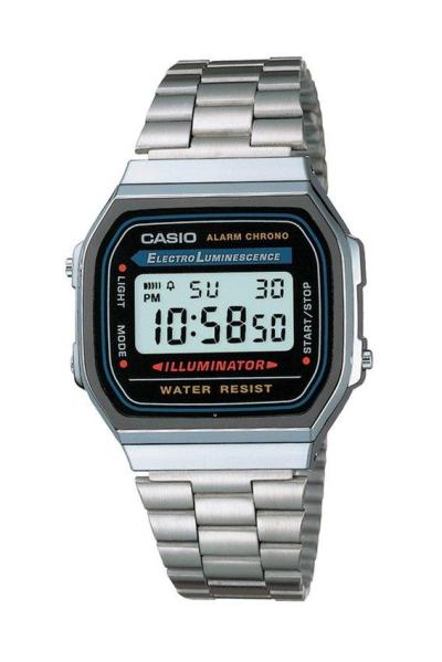 Casio Standard A-168WA-1 Jam Tangan Pria Strap Stainless Steel- Silver