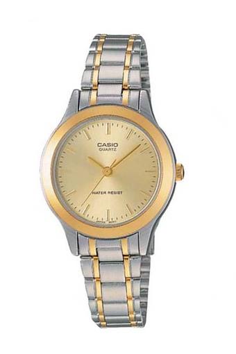 Casio Standard Analog Jam Tangan Wanita - Abu-Abu Gold - Strap Stainless Steel - LTP-1128G-9A  