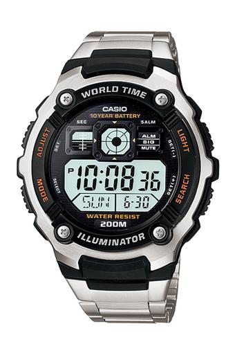 Casio Standard Digital Jam Tangan Pria - Abu-abu Hitam - Strap Stainless Steel - AE-2000WD-1AV  