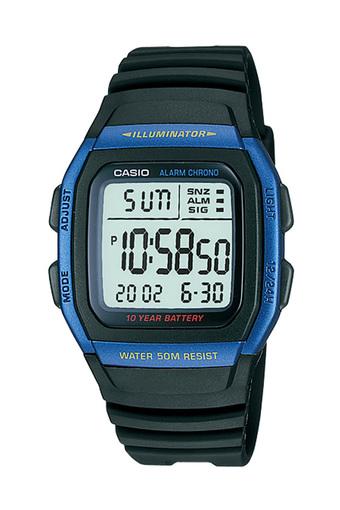 Casio Standard Jam Tangan Pria - Hitam Biru - Strap Resin - W-96H-2AV  