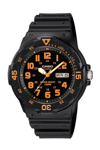 Casio Standard Jam Tangan Pria - Hitam Oranger - Strap Resin - MRW-200H-4BV  