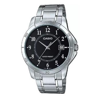 Casio Standard Jam Tangan Pria - Silver Black - Stainless Steel - MTP-V004D-1BVDF  