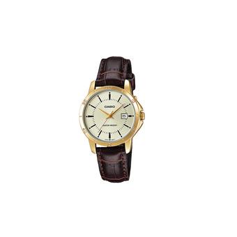 Casio Standard Jam Tangan Wanita - Coklat - Kulit - LTP-V004GL-9A  