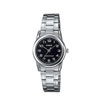 Casio Standard Jam Tangan Wanita - Silver Black - Stainless Steel - LTP-V001D-1BVDF  