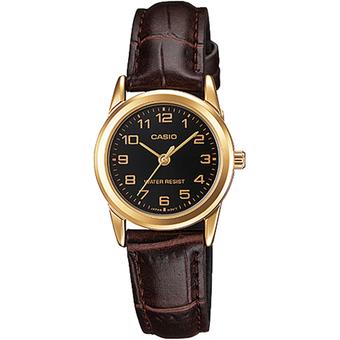 Casio Standard - Jam Tangan Wanita - Strap Kulit - Coklat - LTP-V001GL-1B  