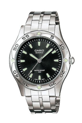 Casio Standard Jam Tangan Wanita dan Pria - Abu-Abu Hitam - Stainless Steel - MTP-1243D-1AV  