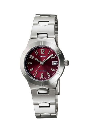 Casio Standard Original Jam Tangan Wanita - Abu-Abu Merah - Strap Stainless Steel -LTP-1241D-4A2  