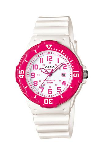 Casio Standard Original Jam Tangan Wanita - Putih Pink - Strap Resin -LRW-200H-4BV  