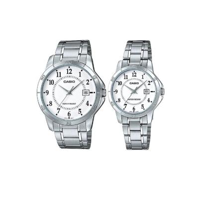 Casio V004D-7BUDF - Couple Watch - Jam Tangan Couple - Strap Stainless Steel - Silver