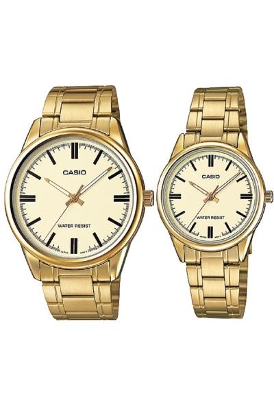 Casio V005G-9AUDF - Couple Watch - Jam Tangan Couple - Strap Stainless Steel - Gold