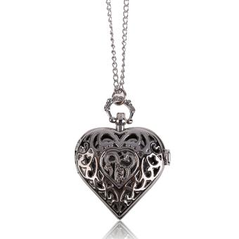 Chic Heart Classic Fashion Quartz Pocket Watch Pendant Necklace (Intl)  