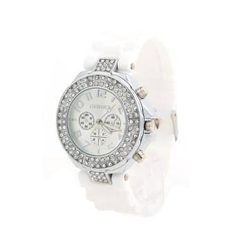 Cocotina Quartz Crystal Rhinestone Wrist Watch White  