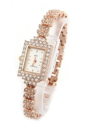 Cocotina Square Quartz Rhinestone Crystal Wrist Watch - White  