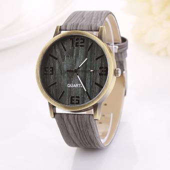 Cocotina Womens Vintage Wood Grain Wristwatch Unisex Fashion Quartz Watch - Grey & Black  