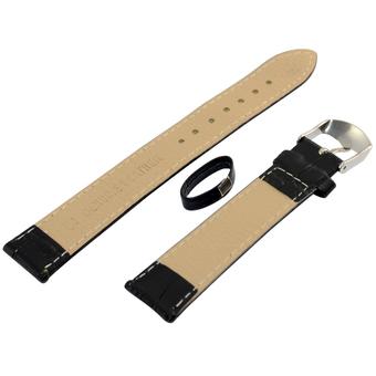 Cross-line Genuine Leather Replacement Watch Strap Band Mens 22mm Black  