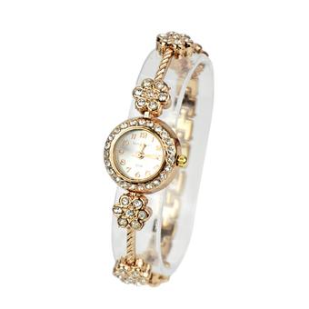 Crystal Quartz Bracelet Women Wrist Watches (Gold)  