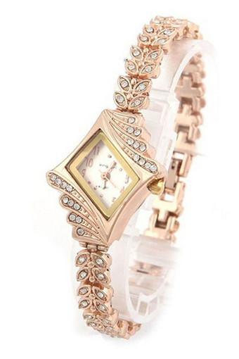 Crystal Quartz Rhombus Bracelet Bangle White Womens Watch Jam Tangan  