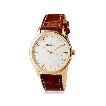 Curren 8119G Unisex Fashionable Simple Style Water Resistant Quartz Wrist Watch with Faux Leather Band (Gold/White) (Intl)  