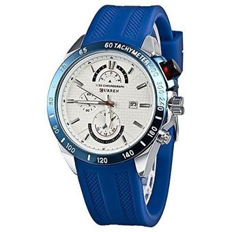 Curren 8148 Men's Fashionable Water Resistant Wrist Watch with Calendar Function(Blue/White) (Intl)  