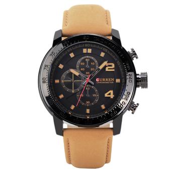 Curren Vintage Men's Leather Strap Quartz Watch (Black) (Intl)  