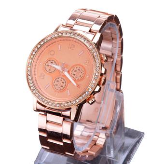 Cyber Bling Crystal Women Watches Stainless Steel Ladies Luxury Wristwatch ( Rose Gold )  