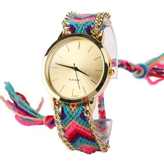 Cyber Ethnic Style Lady Women's Knit Quartz Bracelet Wristwatch (Type 10)  