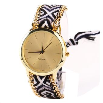 Cyber Ethnic Style Lady Women's Knit Quartz Bracelet Wristwatch (Type 9)  