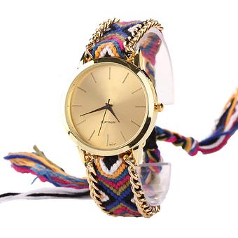 Cyber Ethnic Style Lady Women's Knit Quartz Bracelet Wristwatch (Type 11)  