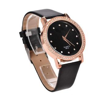 Cyber Fashion Women Watch Wristwatch Synthetic Leather Casual Quartz Watches (Black)  