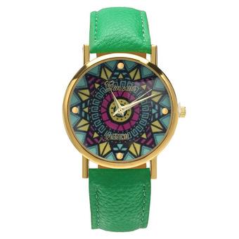 Cyber PU Leather Ladies Watches Fashion Women Watches Female Quartz Wristwatches (Green)  