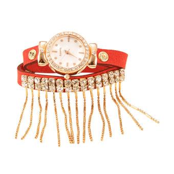 Cyber Retro Ladies Women Tassel Bracelet Watch Wristwatch (Red)  