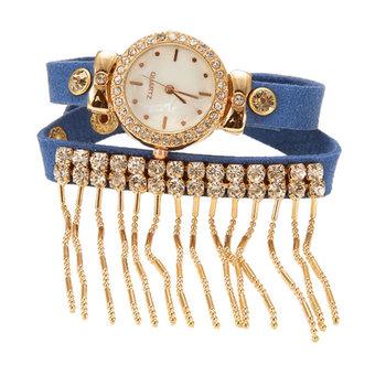 Cyber Retro Ladies Women Tassel Bracelet Watch Wristwatch (Blue)  