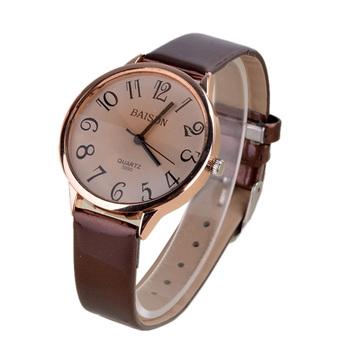 Cyber Synthetic Leather Strap Women Quartz Wrist Watches (Brown)  