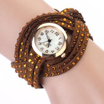 Cyber Synthetic Leather Women Bracelet Wrist Watch ( Coffee )  