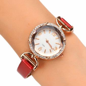 Cyber Women Charming Wrist Watch Rhinestone Analog Quartz Watch (Red)  