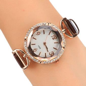 Cyber Women Charming Wrist Watch Rhinestone Analog Quartz Watch (Coffee)  