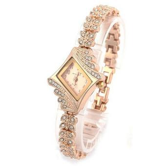 Cyber Women's Alloy Crystal Rhombus Bracelet Wrist Watch (Rose Gold)  