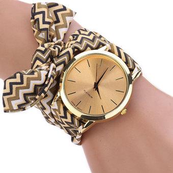 Cyber Women's Cloth Band Quartz Analog Bracelet Wrist Watch (Brown)  