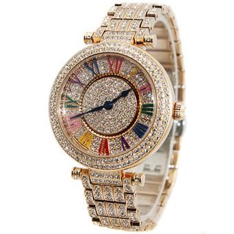 Davena D60523 Lady Vogue Gold Diamond Crystal Business Quartz Watch (Intl)  