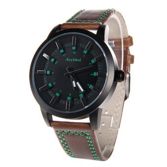 Daybird 3970 Men's Fashionable Quartz PU Band Waterproof Wrist Watch ?Black+Green (Intl)  