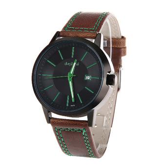 Daybird 3972 Men's Fashionable Quartz PU Band Waterproof Wrist Watch w/ Calendar –Black+Green (Intl)  