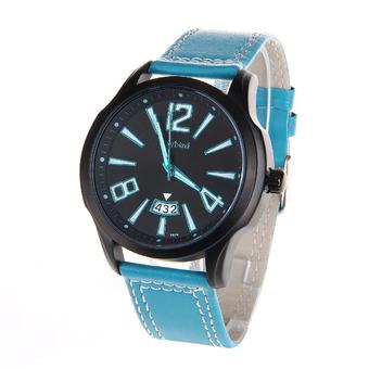 Daybird 3974 Men's Fashionable Quartz PU Band Waterproof Wrist Watch w/ Calendar ?Black+Blue (Intl)  