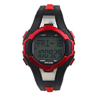 Digital Waterproof Pedometer Calories Counter Heart Rate Monitor Sport LED Watch Red  