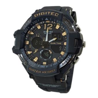 Digitec - Jam Tangan Pria - Rubber - Hitam List Gold - DG 2094 GL  