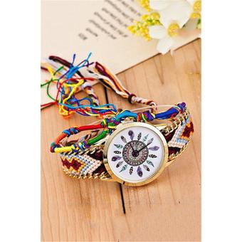 Dreamcatcher Ethnic Weave Strap Peacock Quartz Women's Double Bracelets Watch LC246 Colorful  