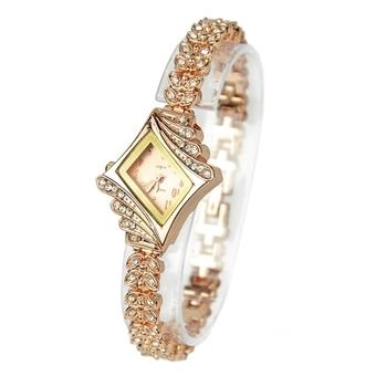 ETOP Alloy Crystal Quartz Rhombus Bracelet Bangle Women's Wrist Watch (Gold) (Intl)  